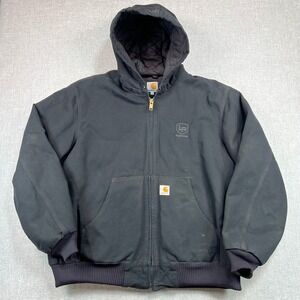 Carhartt J140 BLK Hooded Active Jacket Men XL Union Made in USA Black Workwear